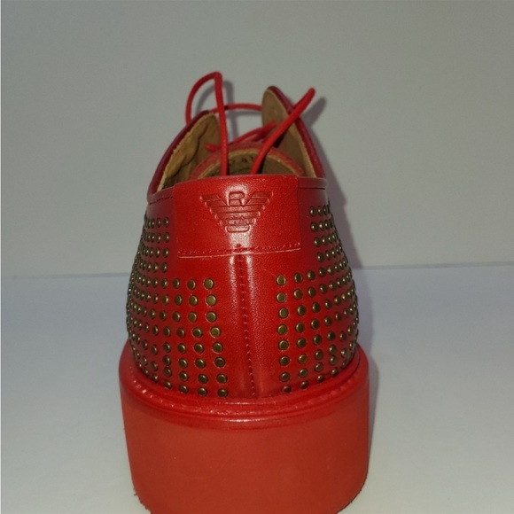 Emporio Armani NIB Red Derby/Shoes size 8.5 - Picture 5 of 11